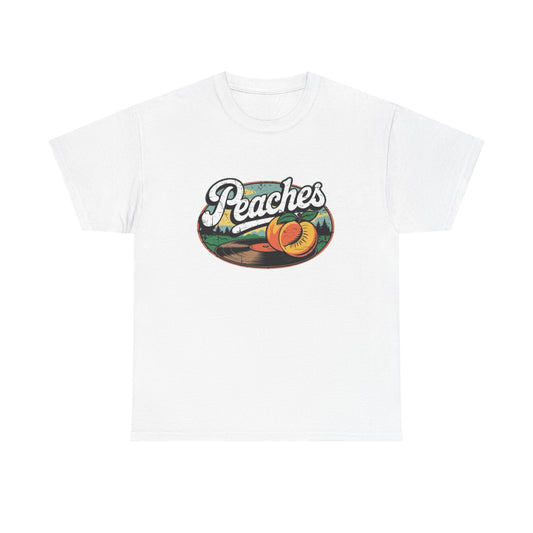 Peaches Retro Graphic T Shirt NEW Vintage Unisex Heavy Cotton Tee