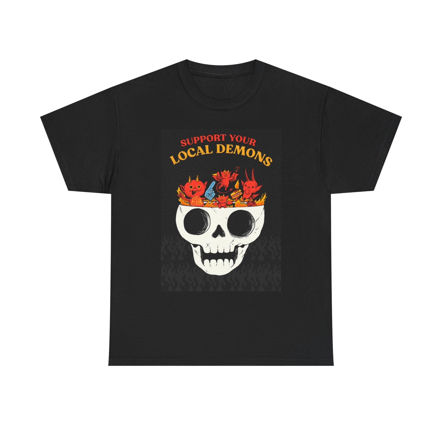 Support Your Demons Graphic T Shirt Funny Skull Unisex Heavy Cotton Tee