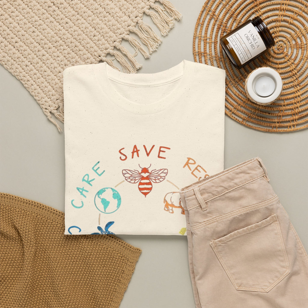 Clean Planet Graphic T Shirt Men's Retro Heavy Cotton Tee