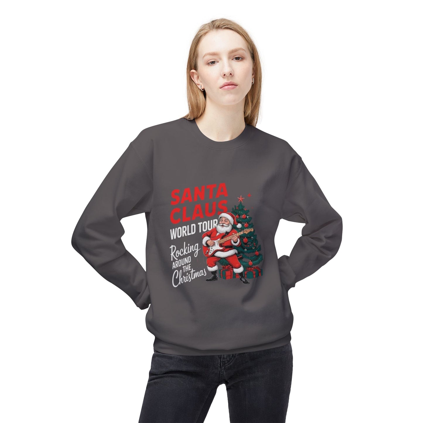 Santa Clause World Tour Unisex Midweight Softstyle Fleece Crewneck Sweatshirt
