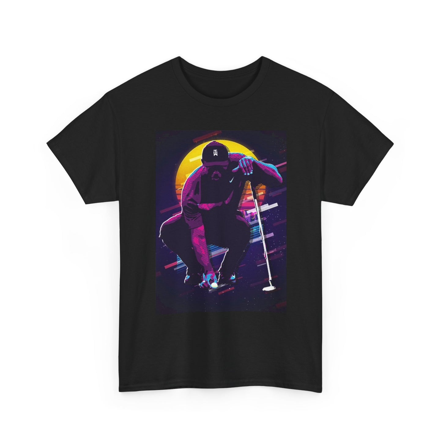 Tiger Woods Graphic T Shirt Retro Golfing Neon Unisex Heavy Cotton Tee
