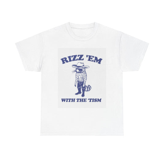 Rizz Em With The Tism Graphic T Shirt Funny Autistic Graphic Unisex Heavy Cotton