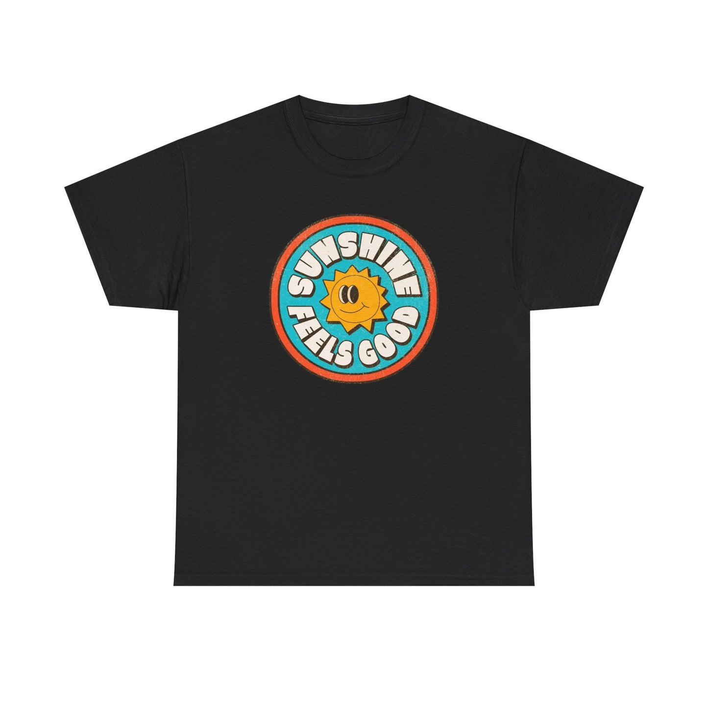 Sunshine Feels Good Graphic T Shirt Happy Smiles Unisex Heavy Cotton Tee