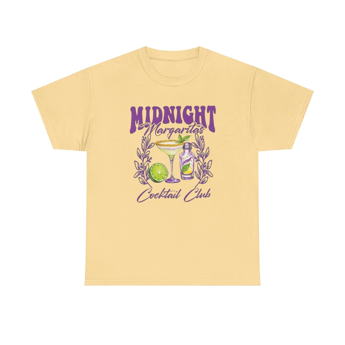 Midnight Margaritas Cocktail Club Graphic T Shirt NEW Unisex Heavy Cotton Tee