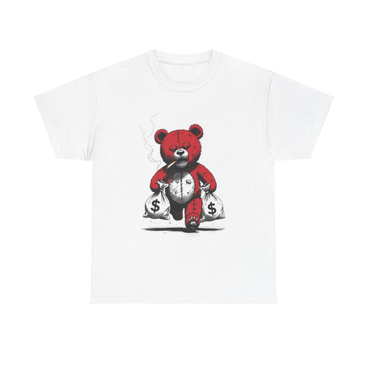 Teddy Bear Money Bags Graphic T Shirt NEW Unisex Heavy Cotton Tee