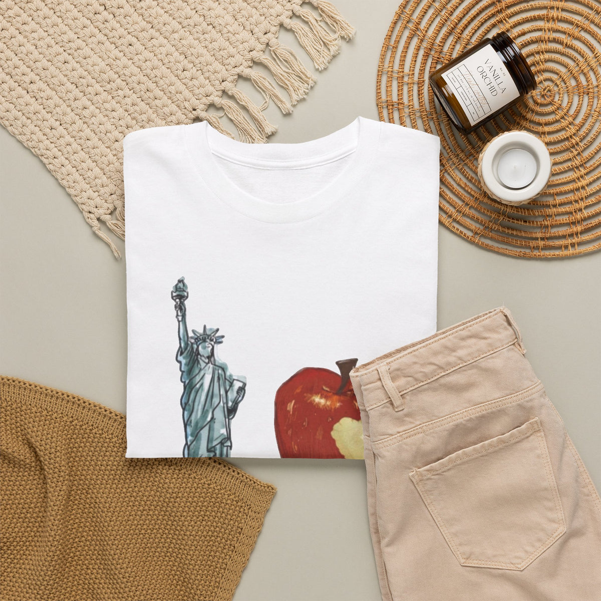 I love New York Graphic T Shirt Vintage Big Apple Men's Heavy Cotton Tee