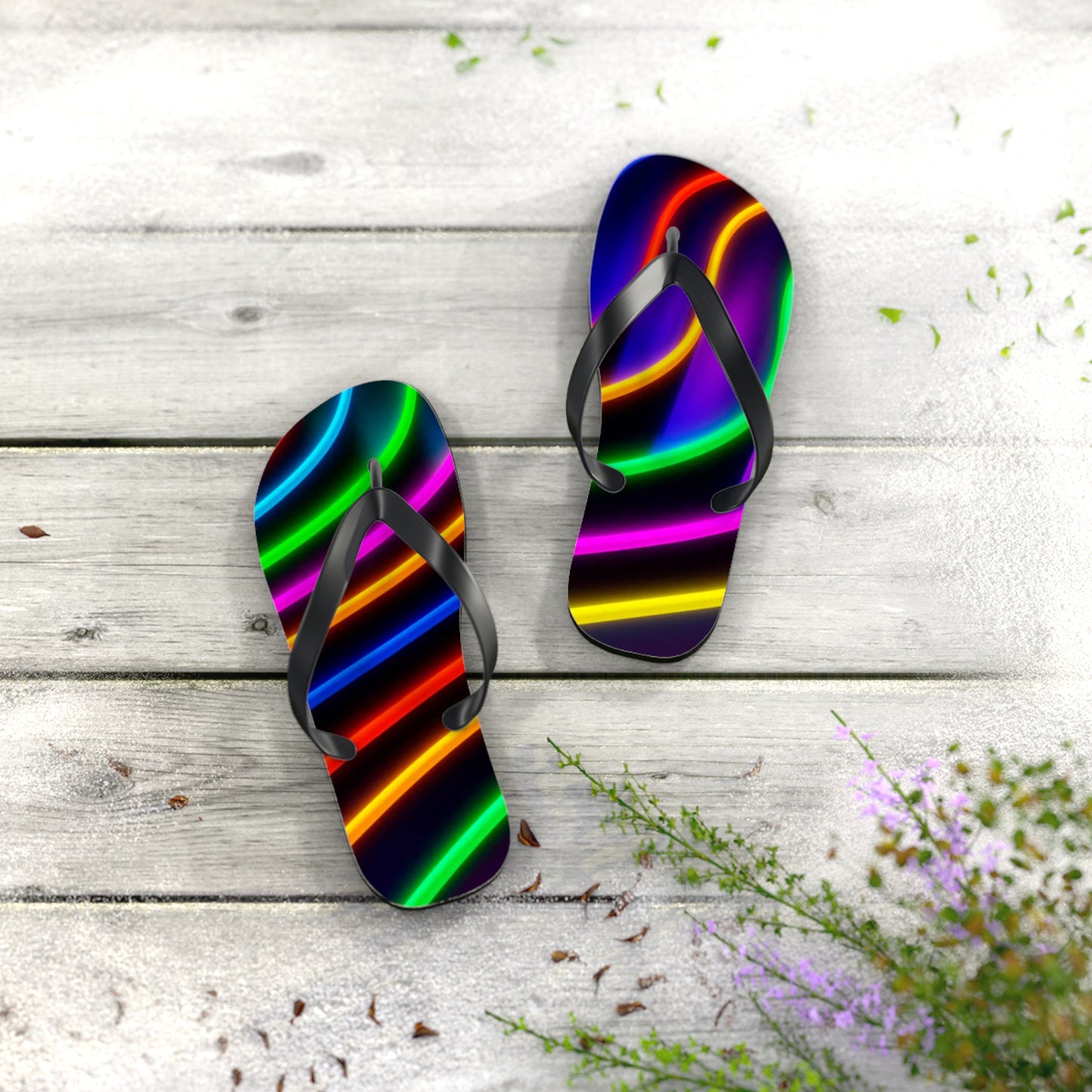 Neon Lights Flip Flops, Sandals Slides, Summer Footwear, Brand New