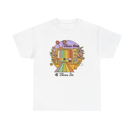 Tune Out And Tune In Retro Graphic T Shirt NEW ADULT Tee