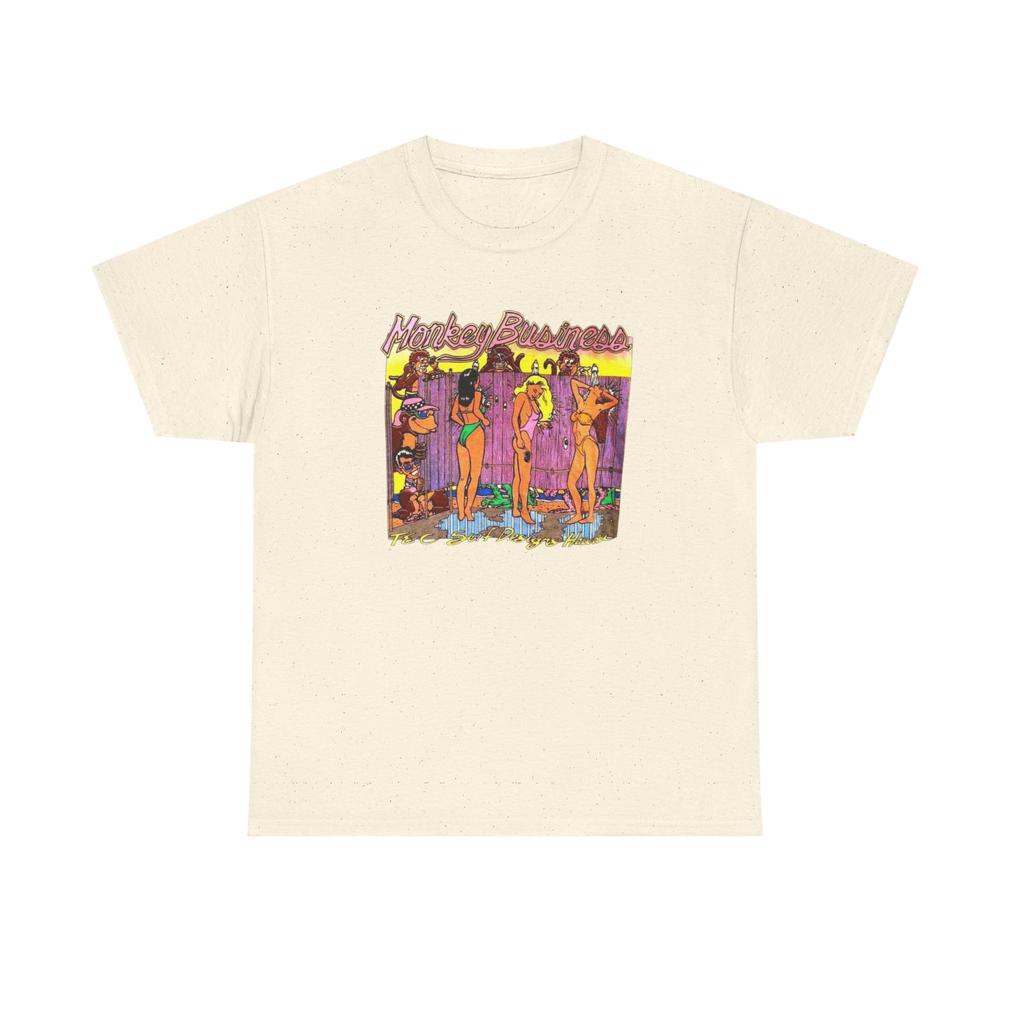 Monkey Business Surfing Graphic T Shirt Unisex Heavy Cotton Tee Gift