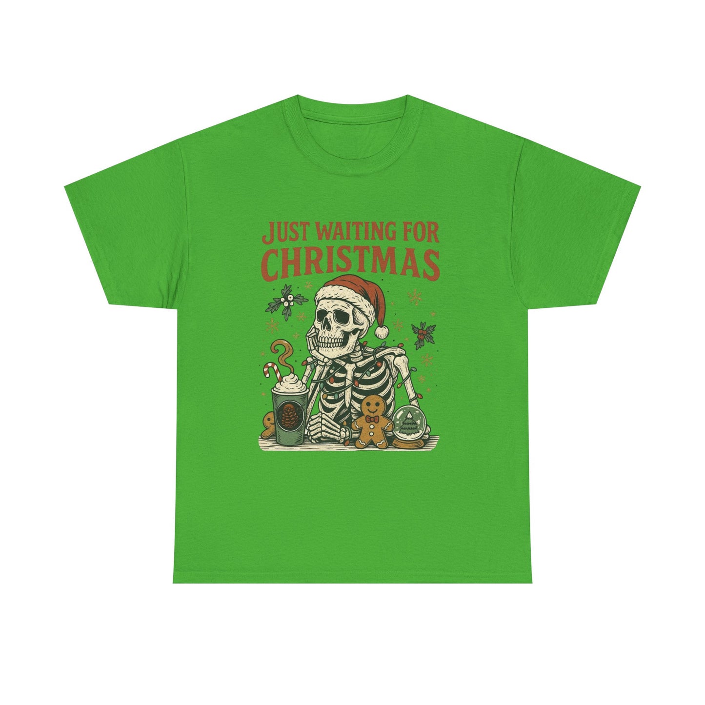 Just Waiting For Christmas Graphic T Shirt NEW Unisex Heavy Cotton Tee