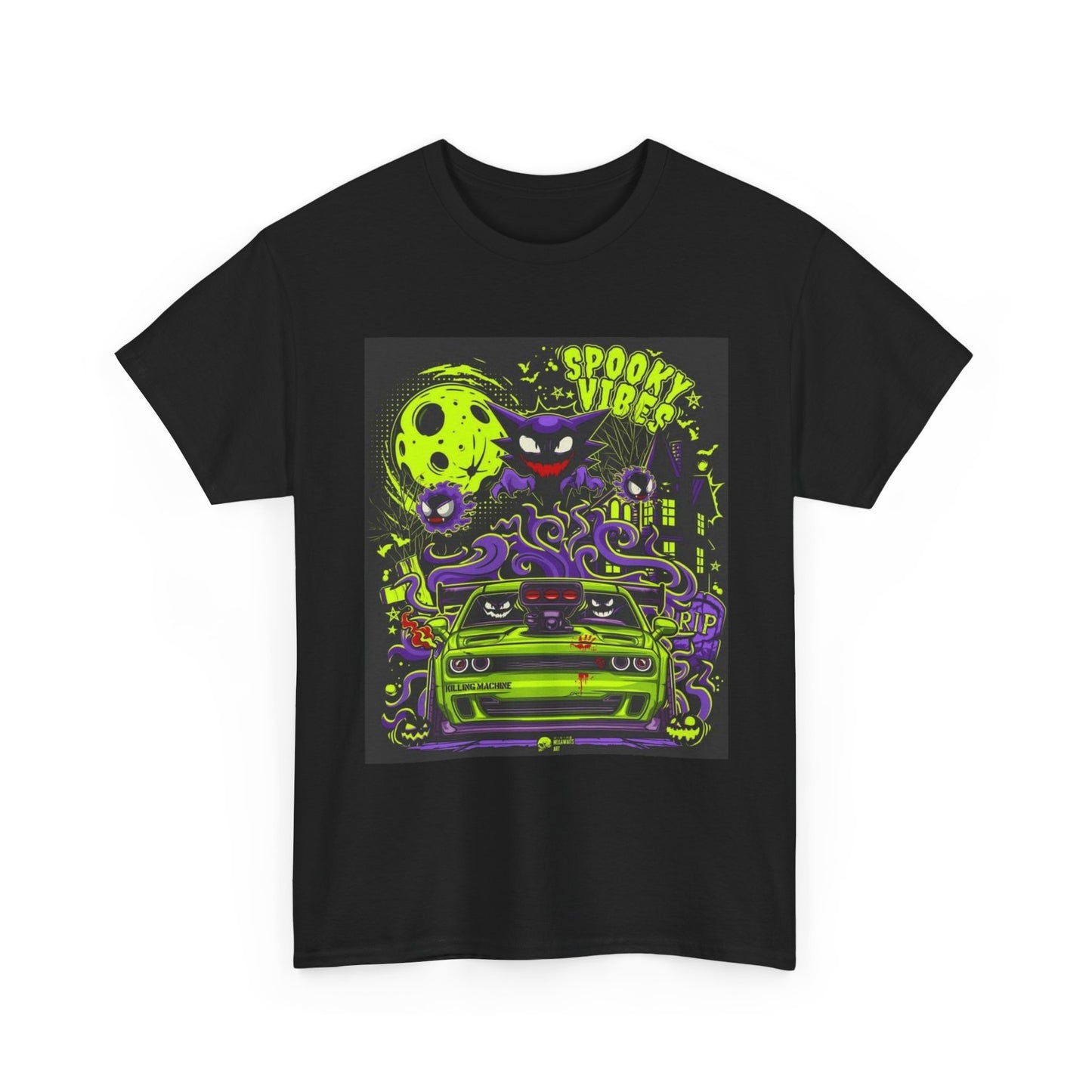 Spooky Hellcat Graphic T Shirt Unisex Heavy Cotton Tee Gift Vintage
