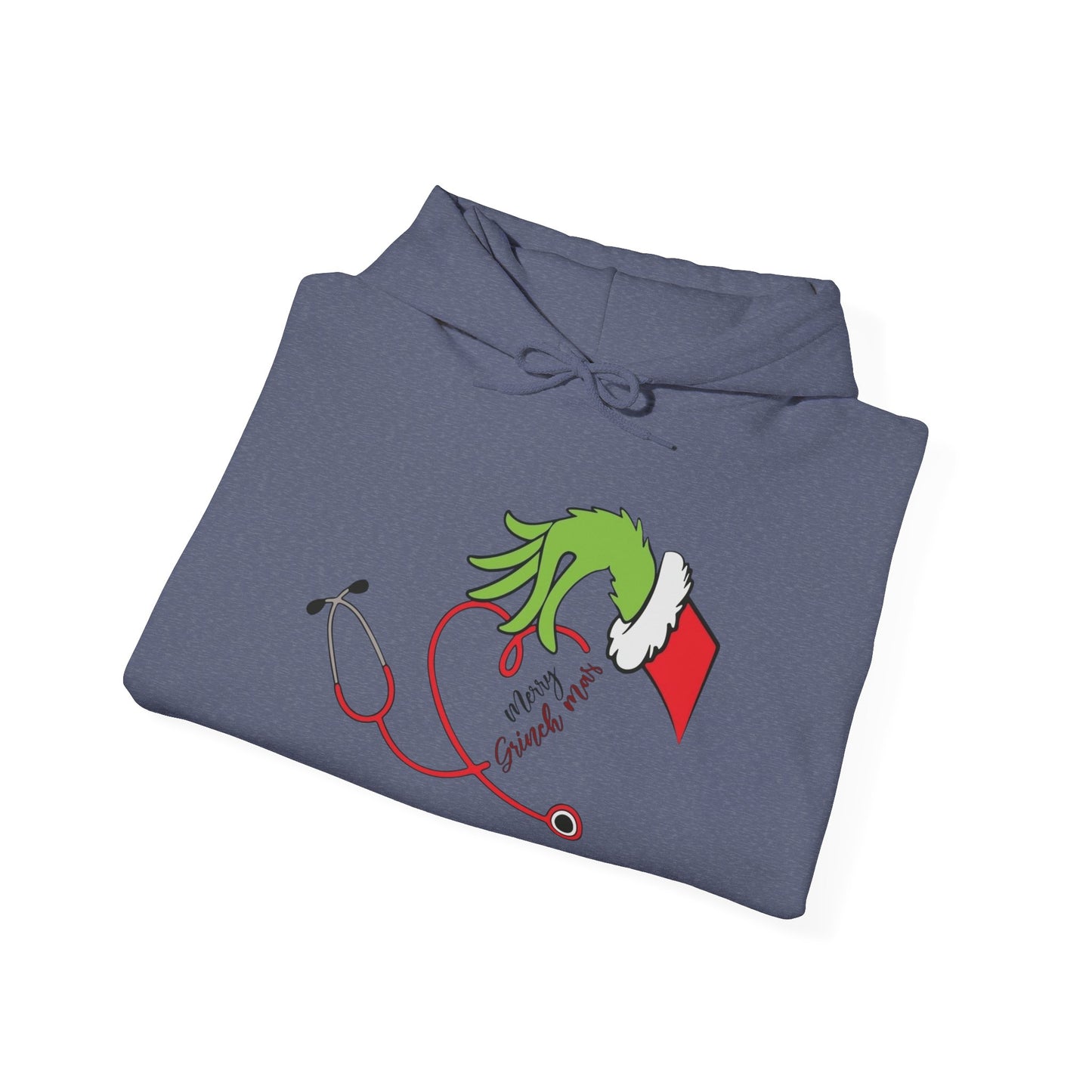 Merry Grinchmas Nurse Doctor Graphic Hoodie Unisex Heavy Blend Hooded Sweatshirt