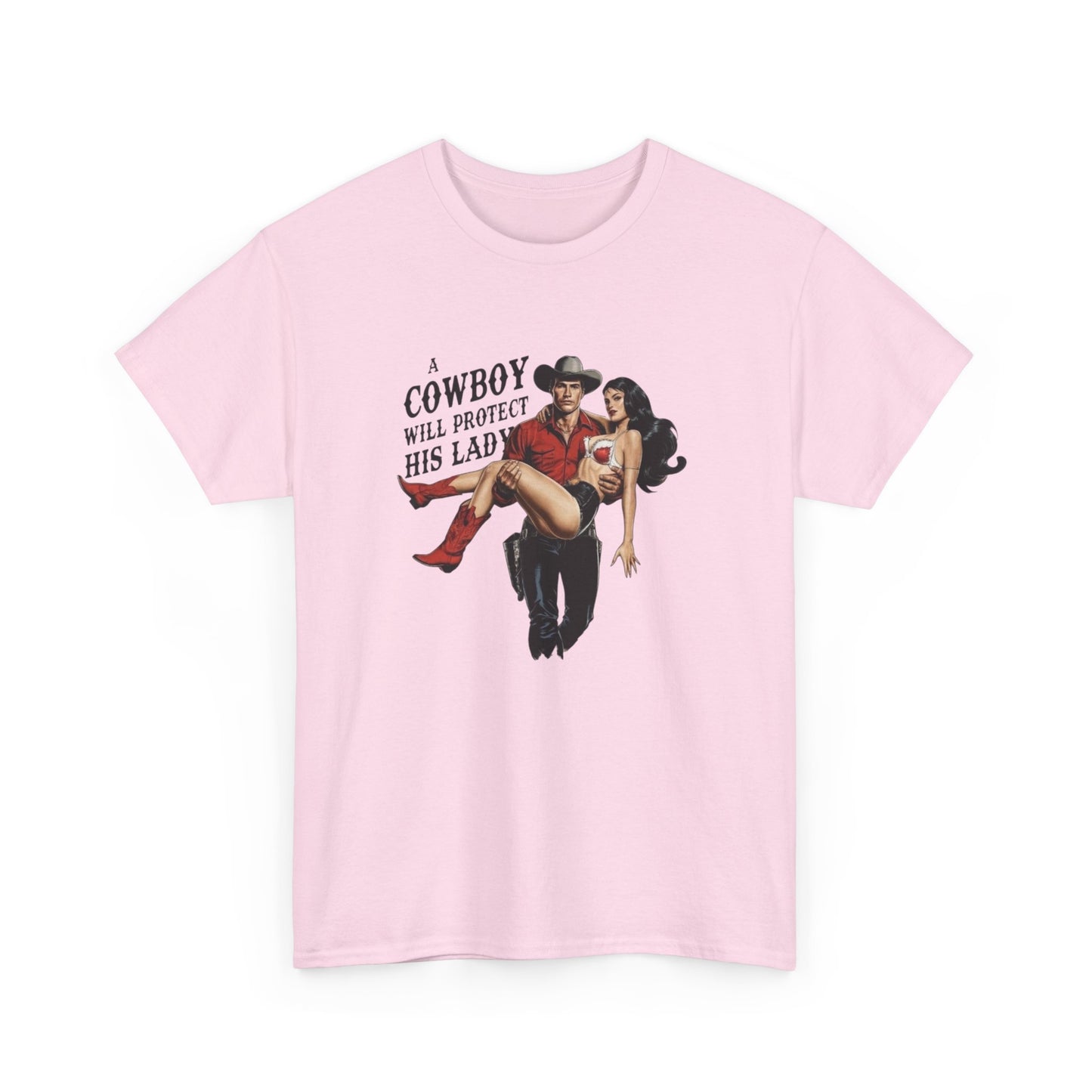 A Cowboy Will Save This Lady Graphic T-Shirt Women's Heavy Comfy Cotton Tee