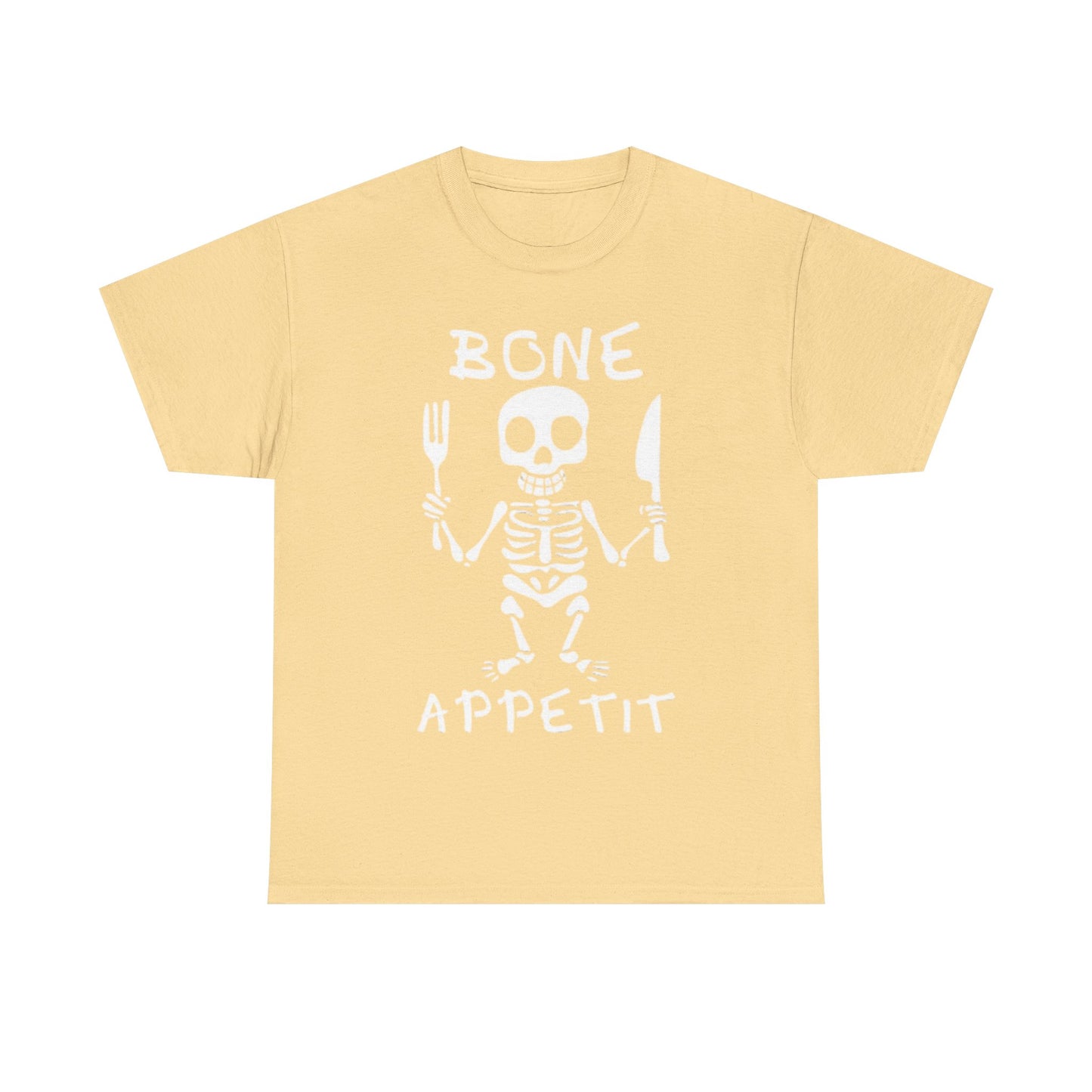 Bone Appetit Shirt Funny Comedy Jokes Skeleton Chef Sous Unisex Heavy Cotton Tee