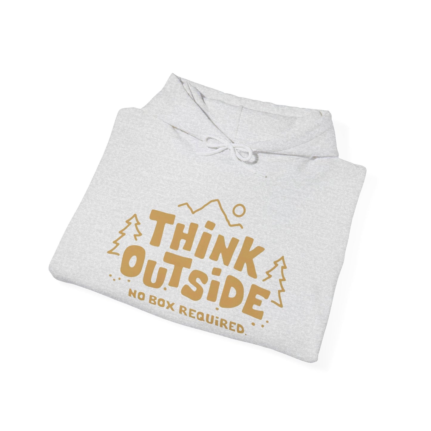 Think Outside No Box Required Graphic Hoodie Unisex Heavy Hooded Sweatshirt
