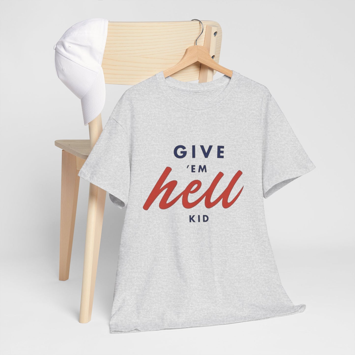 Give Em Hell Kid Funny Graphic T Shirt NEW ADULT Unisex Heavy Cotton Tee
