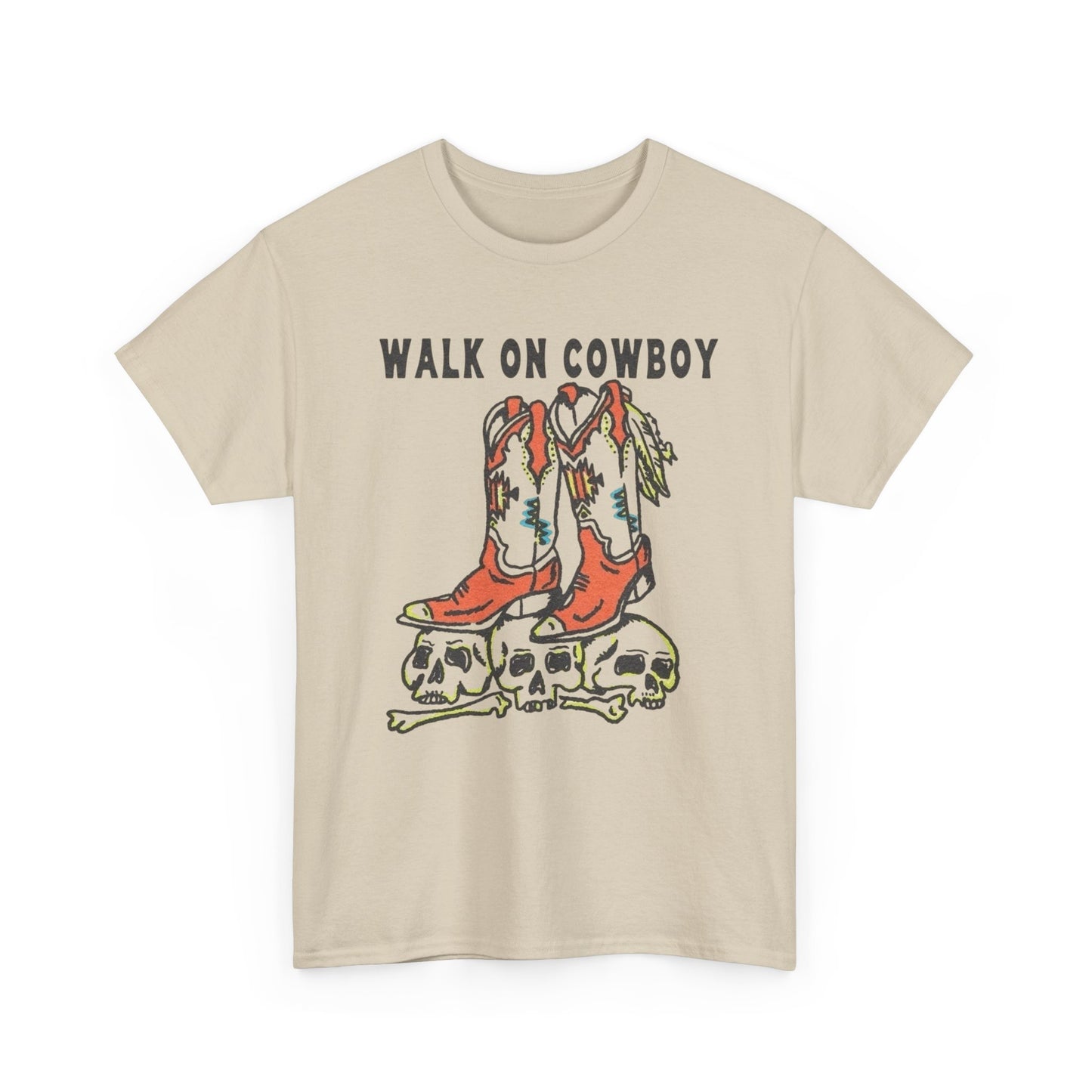Walk On Cowboy Graphic T Shirt Unisex Heavy Cotton Tee