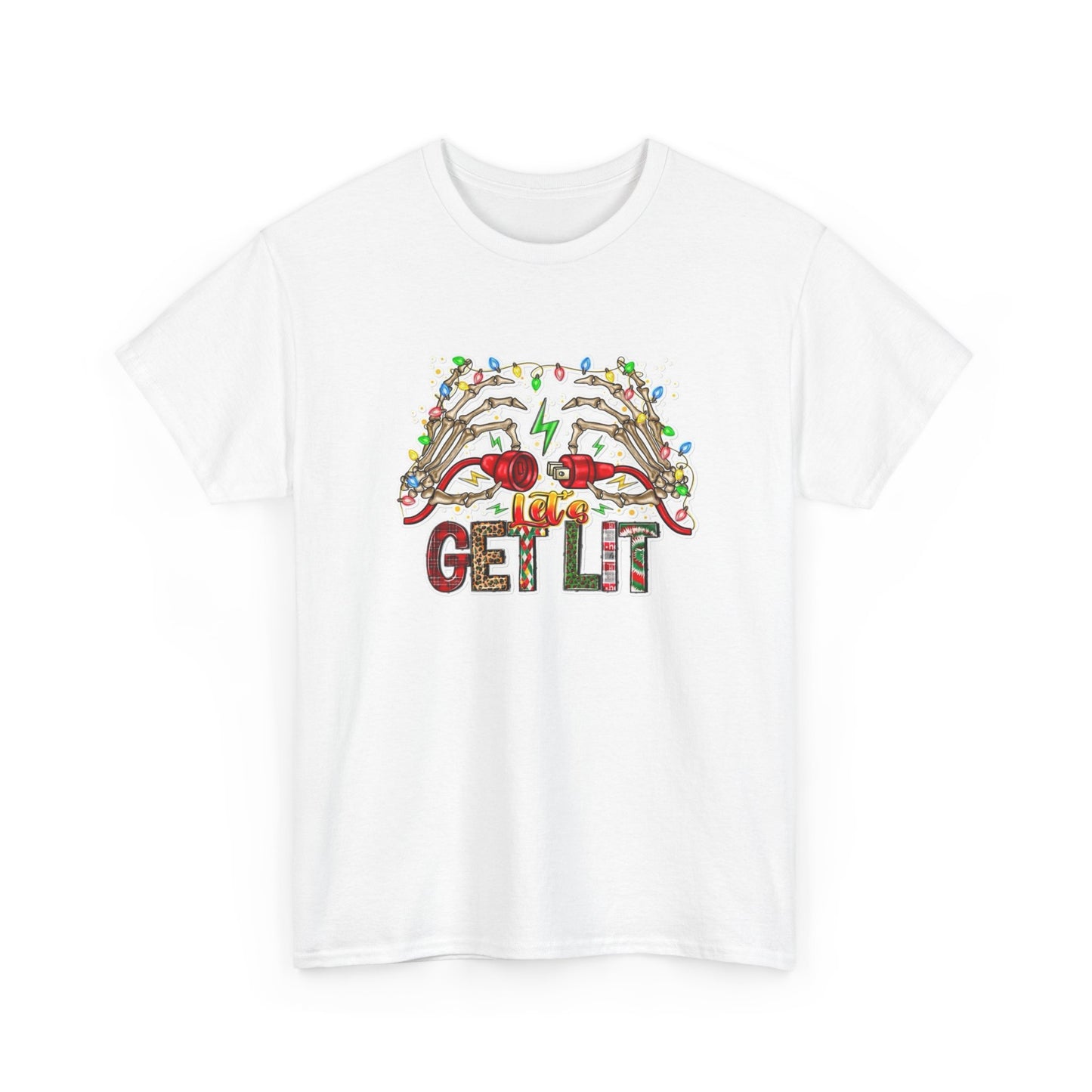 Get Lit This Christmas Funny Graphic T Shirt NEW Unisex Heavy Cotton Tee