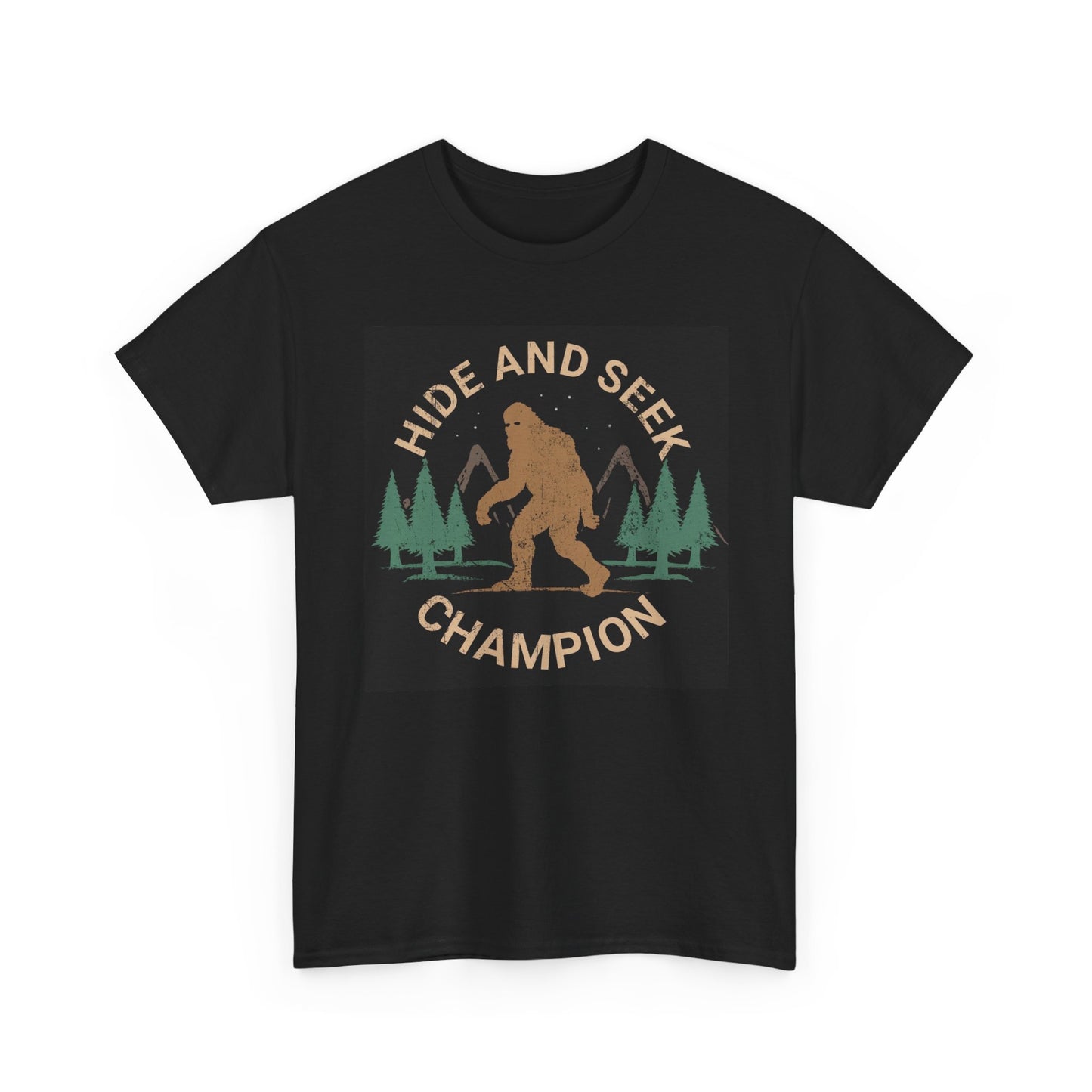 Hide And Seek Champion Graphic T Shirt Funny Bigfoot Unisex Heavy Cotton Tee