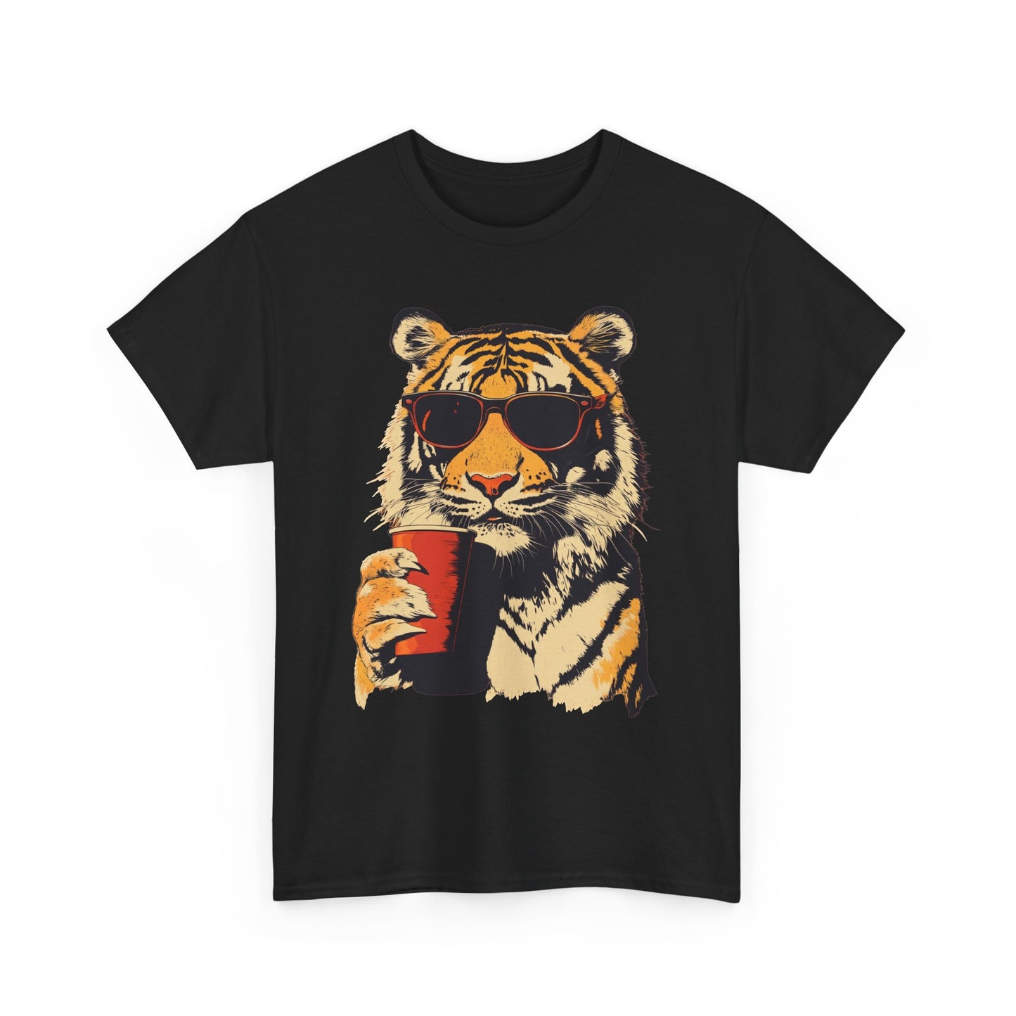Chill Out Party Tiger Retro Graphic T Shirt Regular Men's Heavy Cotton Tee