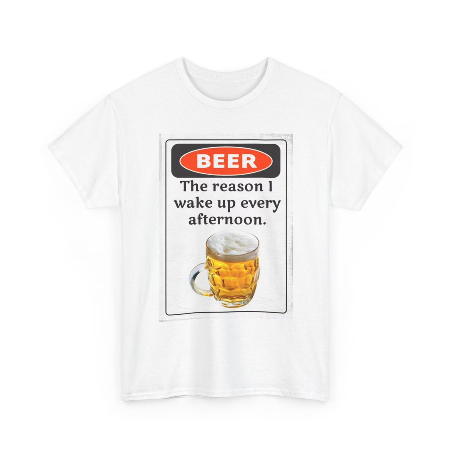 Beer The Reason I Wake Up Graphic T Shirt Funny Retro Gift Unisex Heavy Cotton