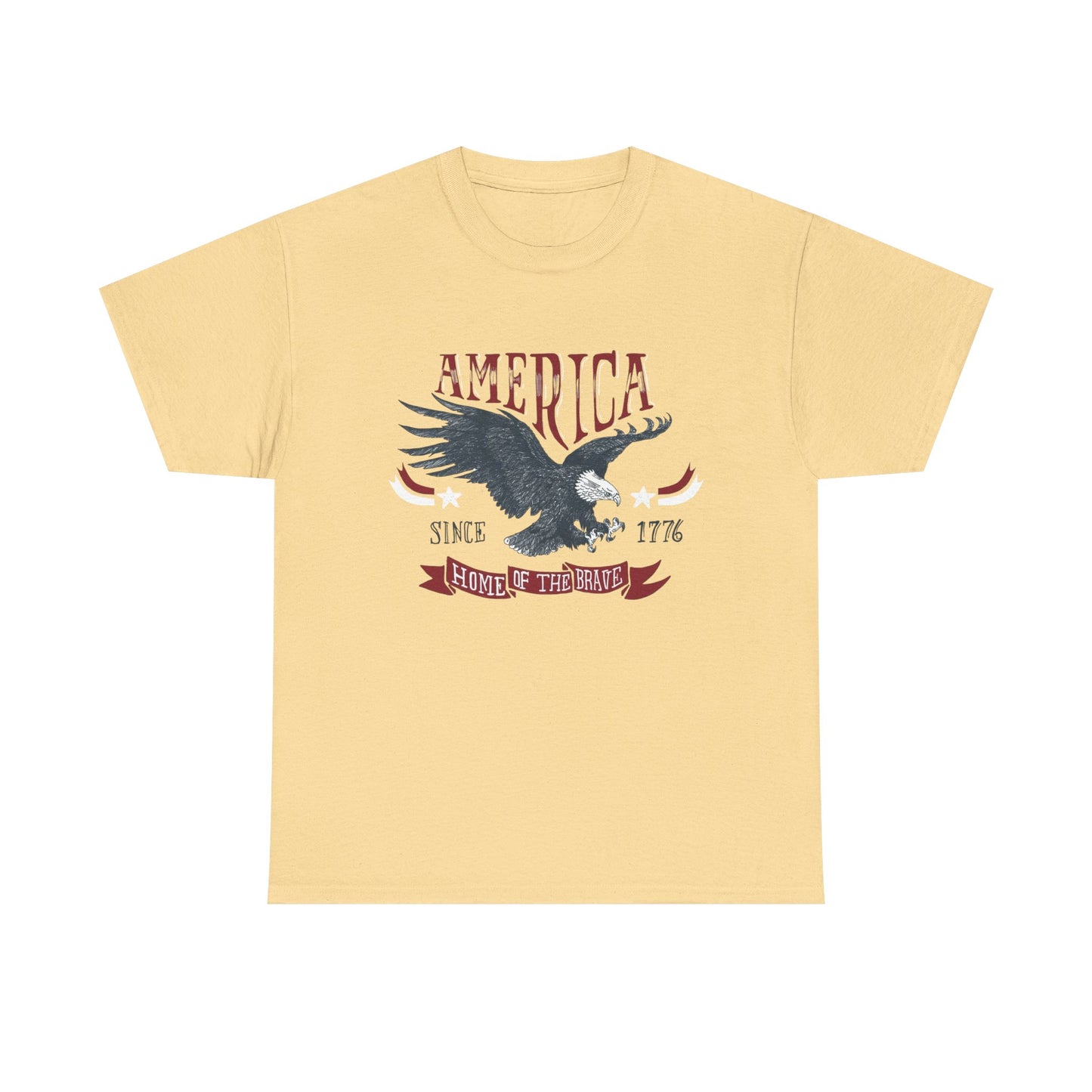 Home Of The Brave USA Retro Graphic T Shirt Men's Heavy Cotton Tee