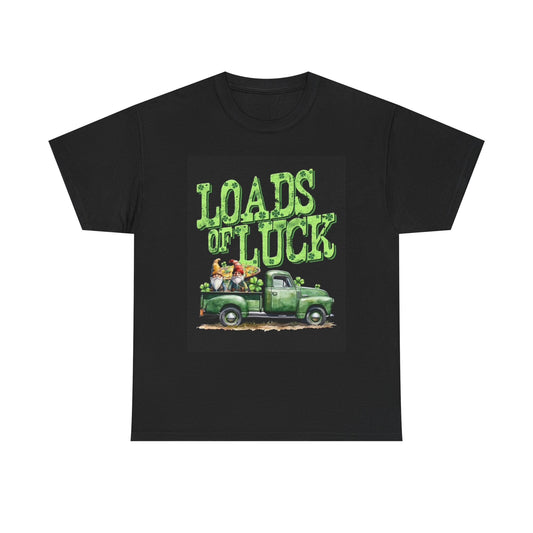 Loads Of Luck Leprechaun Graphic T Shirt Vintage Truck Unisex Heavy Cotton Tee