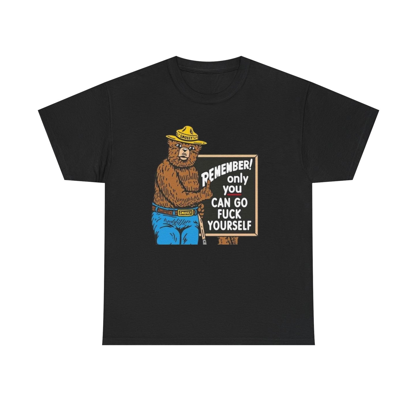 Smokey The Bear Graphic T Shirt Funny Vintage Jokes Unisex Heavy Cotton Tee