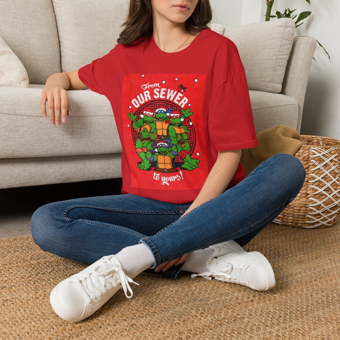 Christmas Turtles Graphic T Shirt Funny Retro Holidays Unisex Softstyle T-Shirt