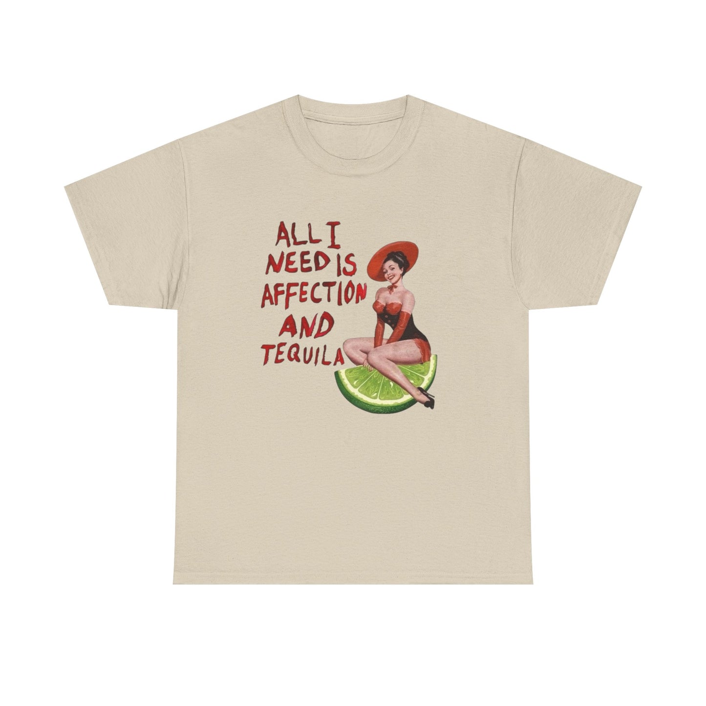 Tequila And Affection Graphic T-Shirt Women's Heavy Comfy Cotton Tee