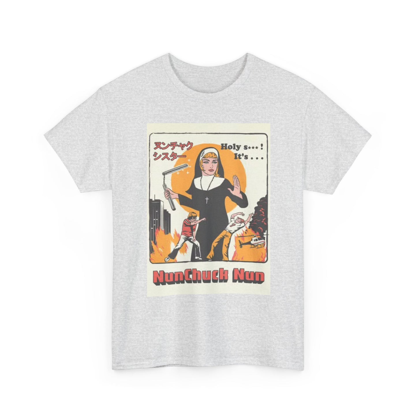 Nun Chuck Nun Karate Funny Graphic T Shirt Vintage Unisex Heavy Cotton Tee