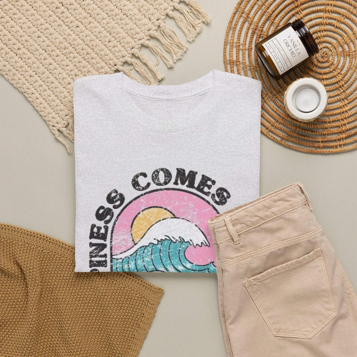 Happiness Comes in Waves Bahamas Ocean Graphic T-Shirt Men's Graphic Tee
