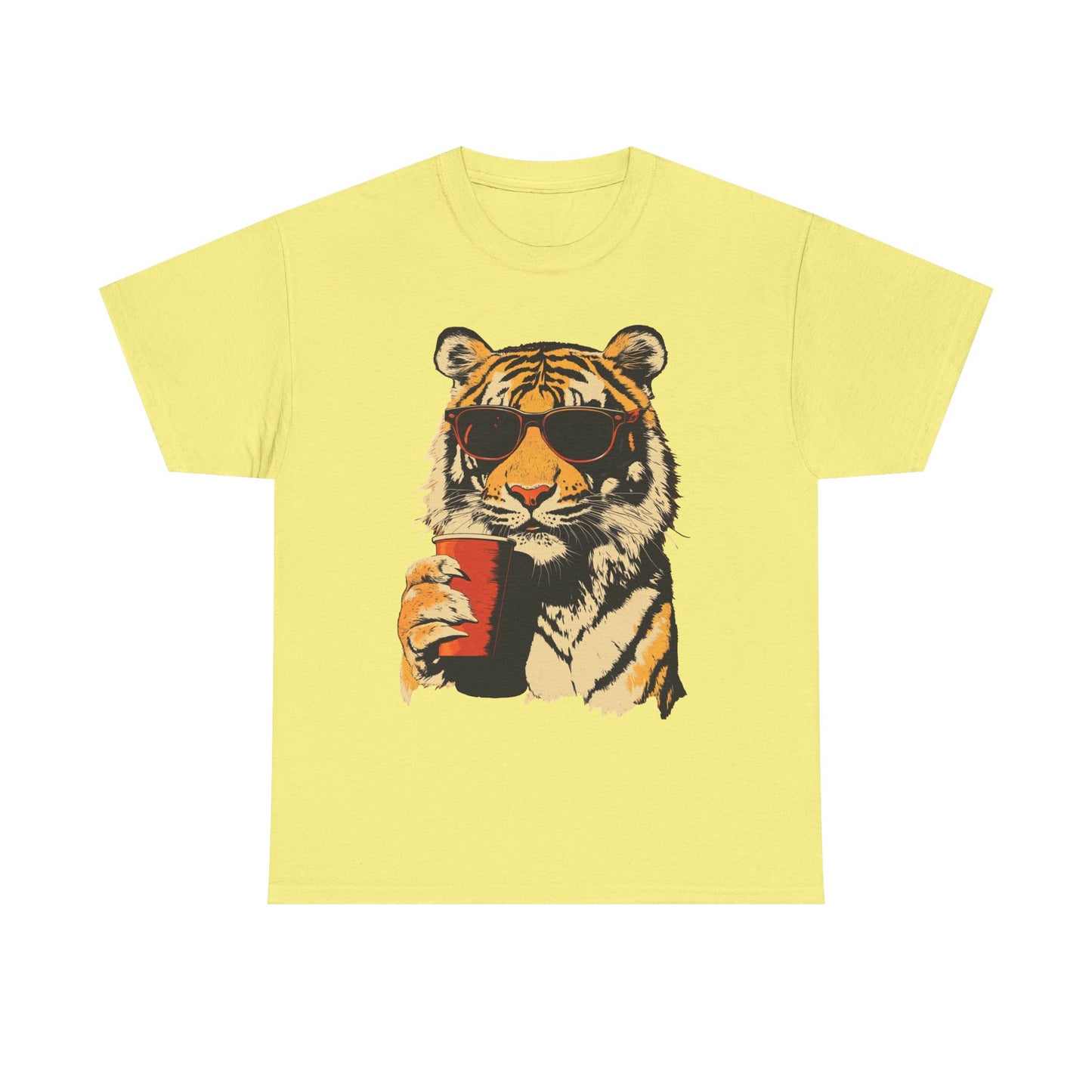 Chill Out Party Tiger Retro Graphic T Shirt Regular Men's Heavy Cotton Tee