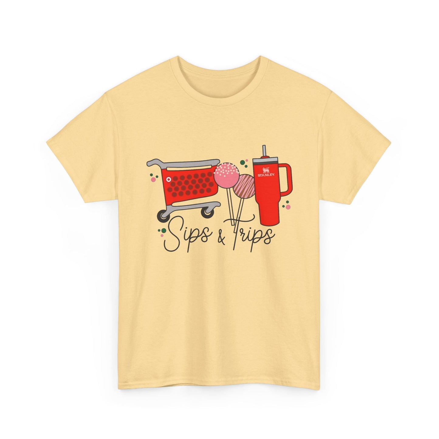Sips And Trips Shopping Target Run Graphic T Shirt NEW Unisex Heavy Cotton Tee