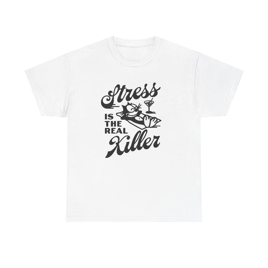 Stress Is The Real Killer Graphic T Shirt NEW Vintage Unisex Heavy Cotton Tee