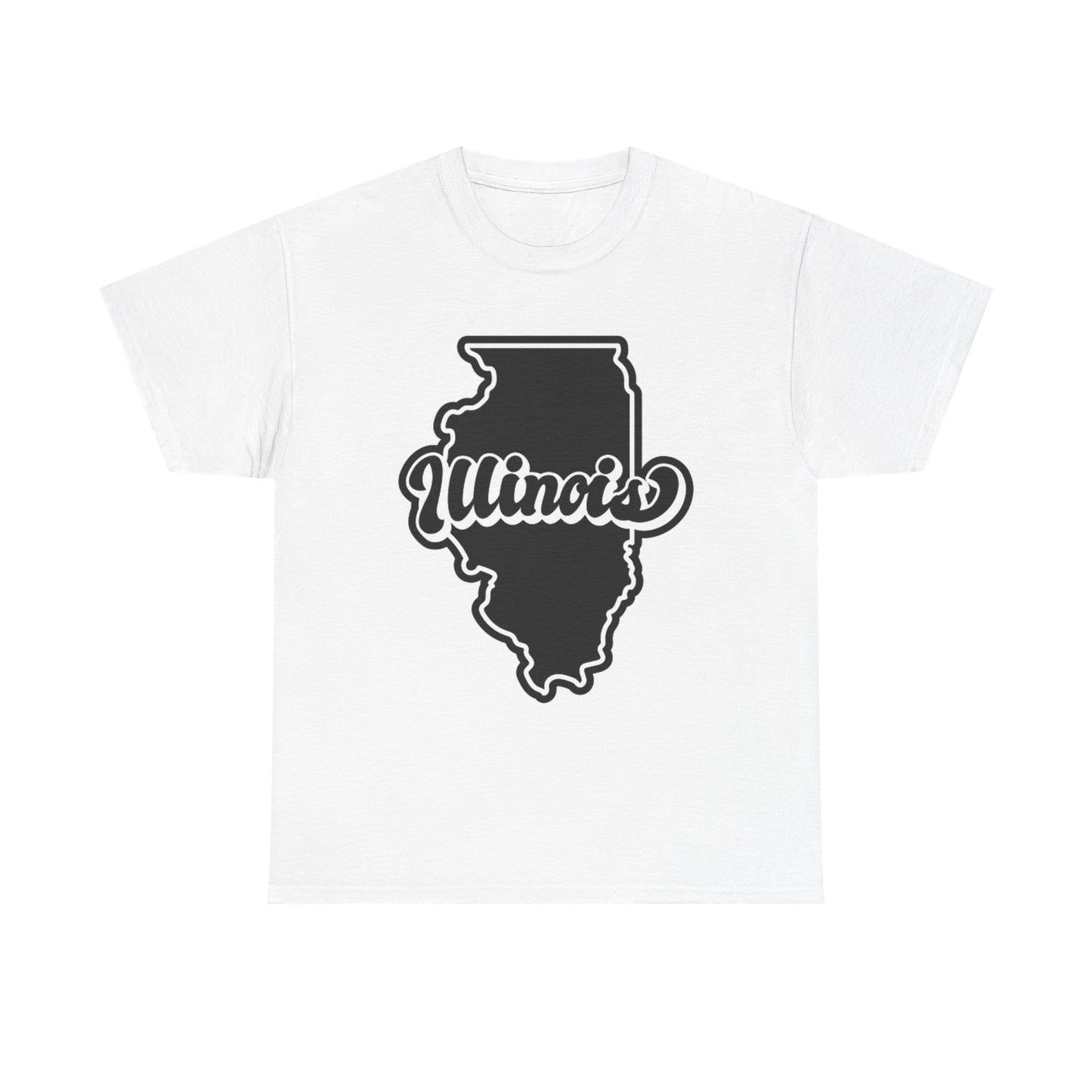 Illinois Outline State Logo BRAND NEW Apparel T Shirt Unisex Unisex Heavy Cotton