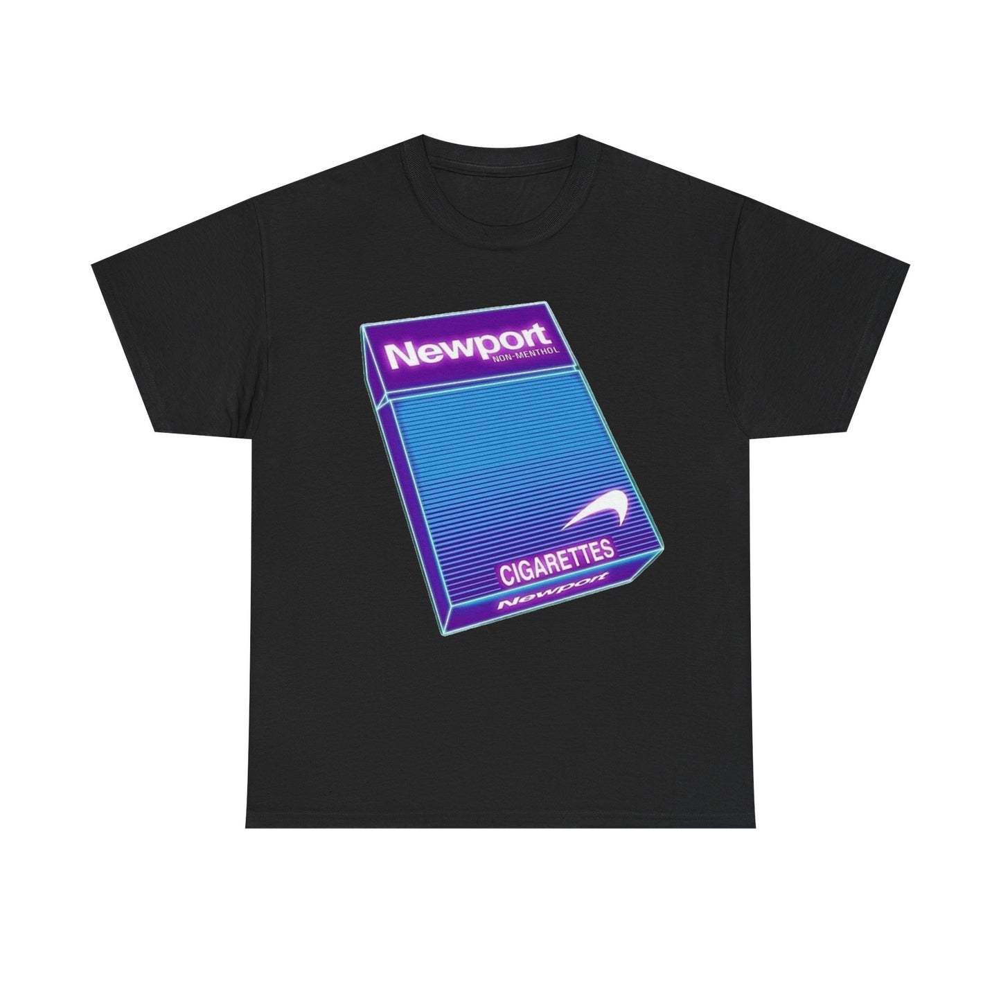 NewPort Tshirt Vintage Cigarette Neon Graphic Retro AD Unisex Heavy Cotton Tee