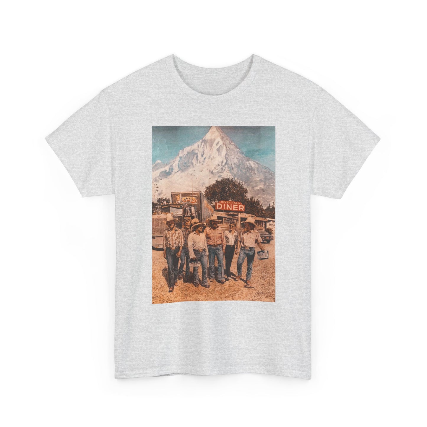 Vintage Busch Beer Poster Mountains Graphic T Shirt Unisex Heavy Cotton Tee Gift