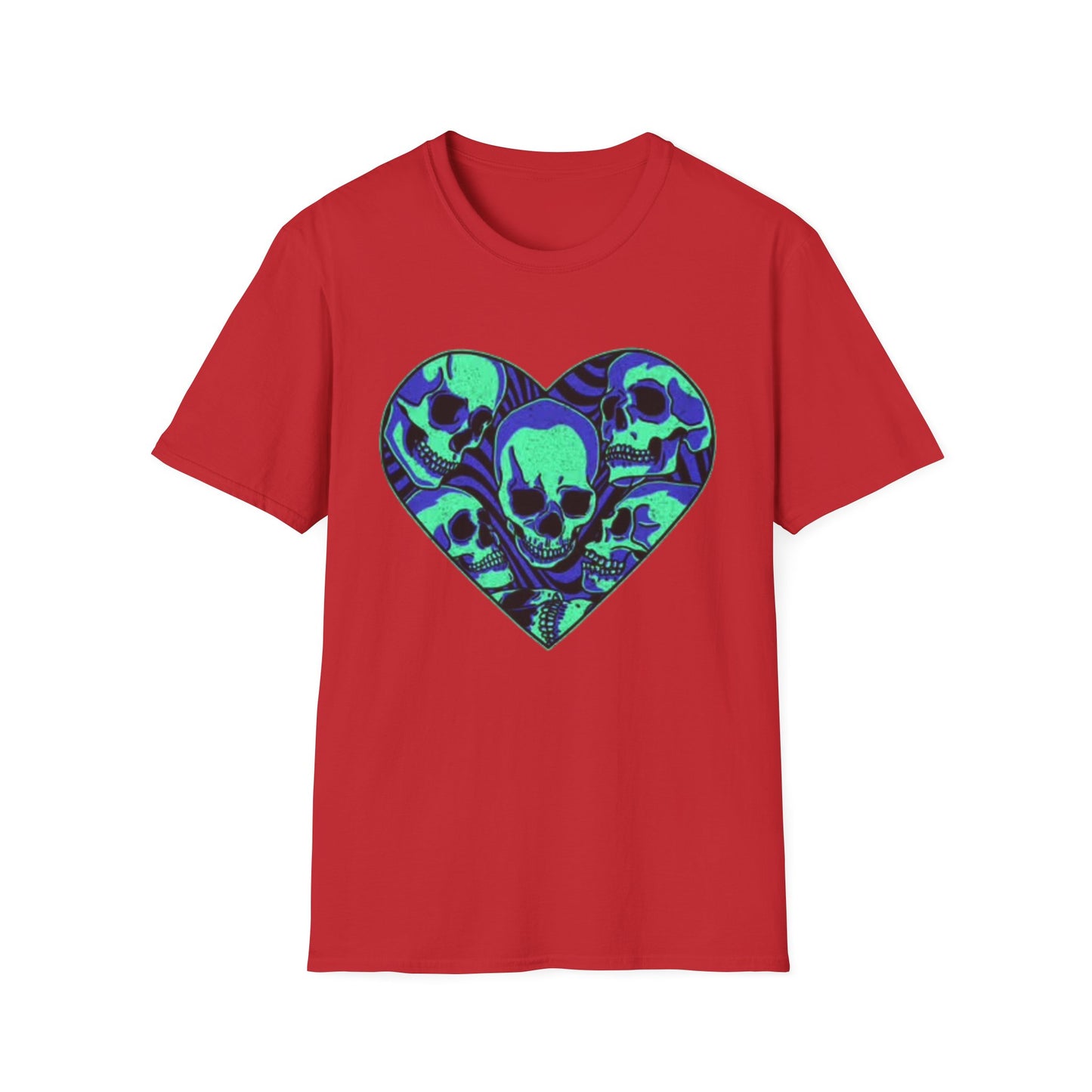 Death Heart Graphic T Shirt Retro Skeleton Unisex Softstyle T-Shirt