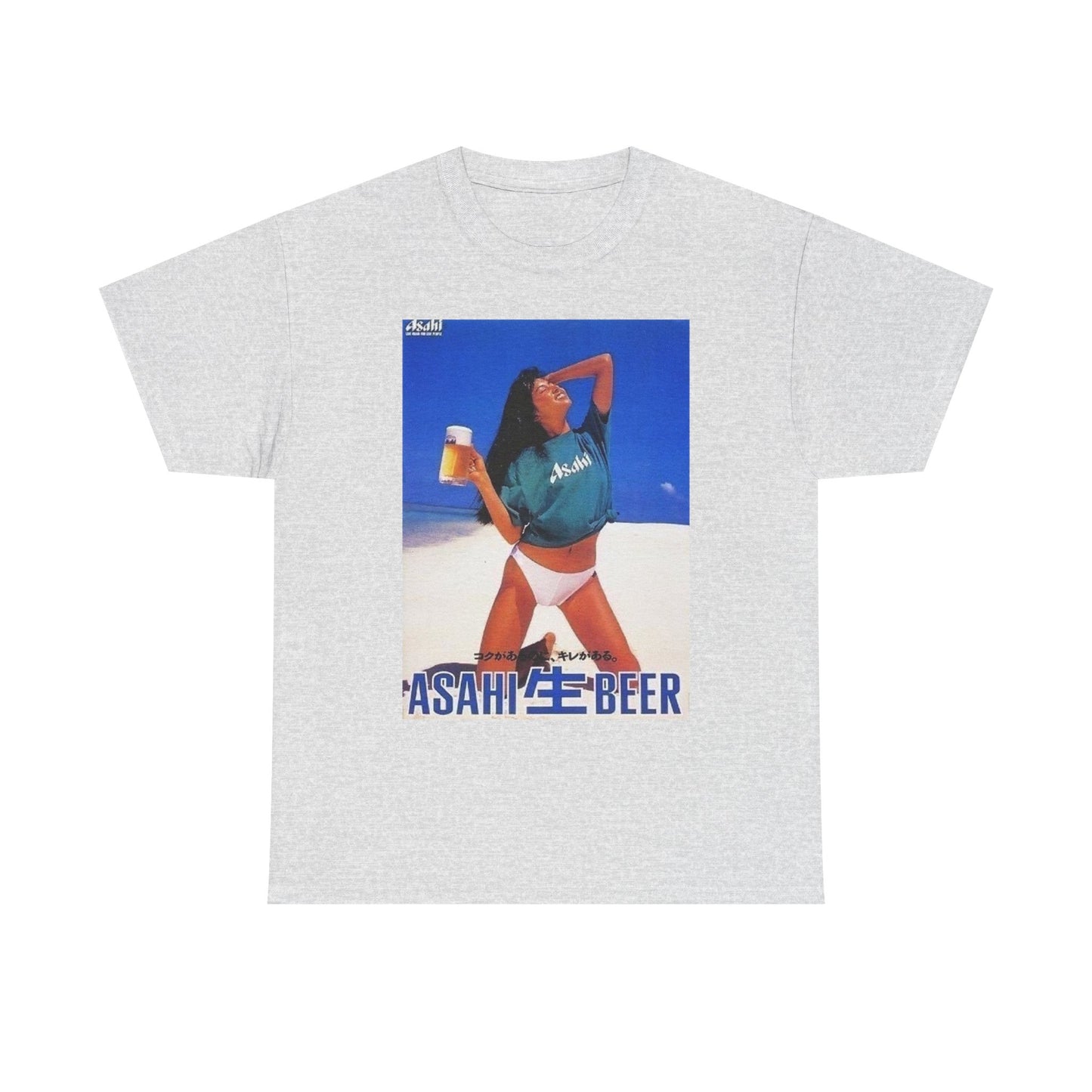 Asahi Beer Graphic T Shirt Retro Poster Bikini Unisex Heavy Cotton Tee