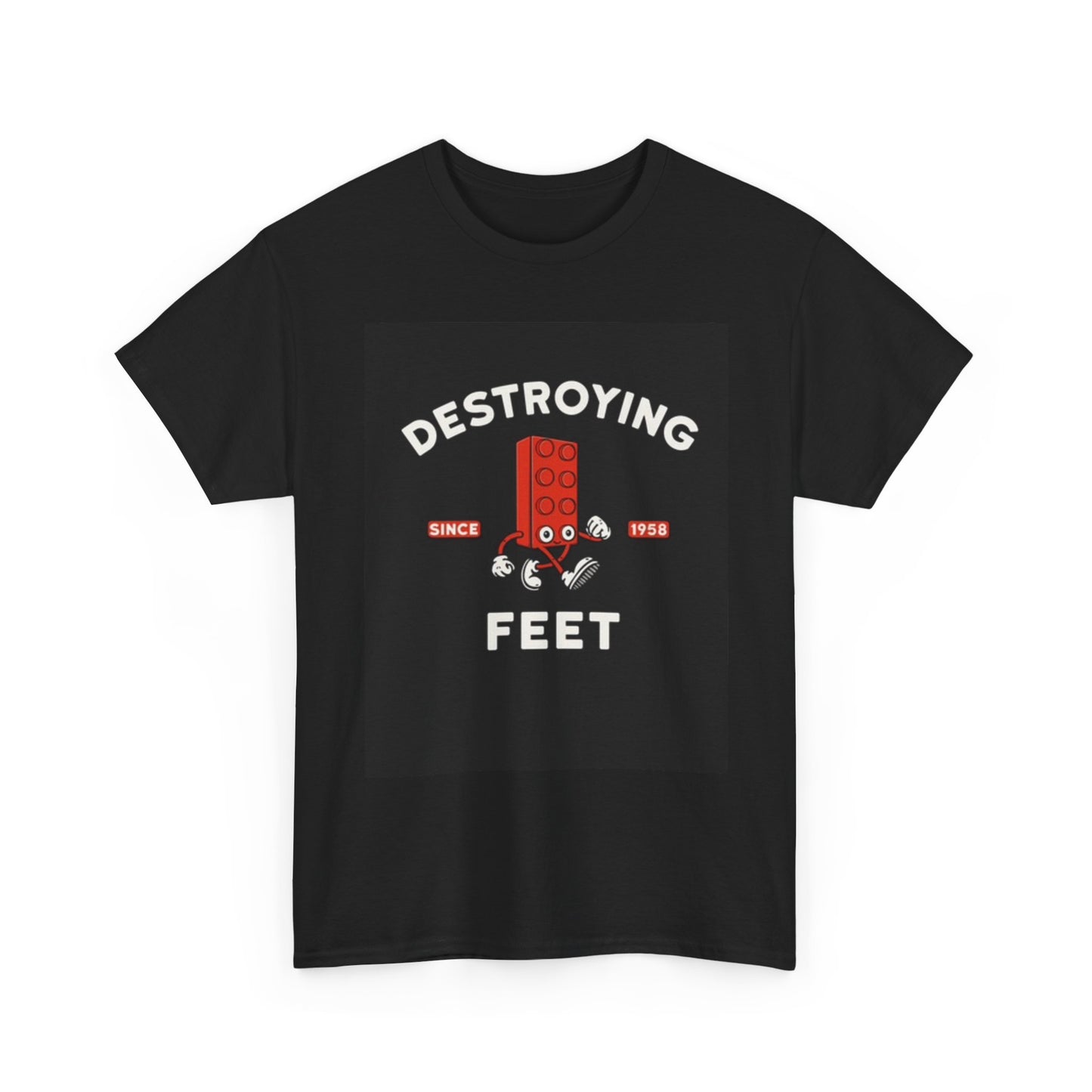 Destroying Feet Funny Legos Graphic T Shirt Vintage Unisex Heavy Cotton Tee