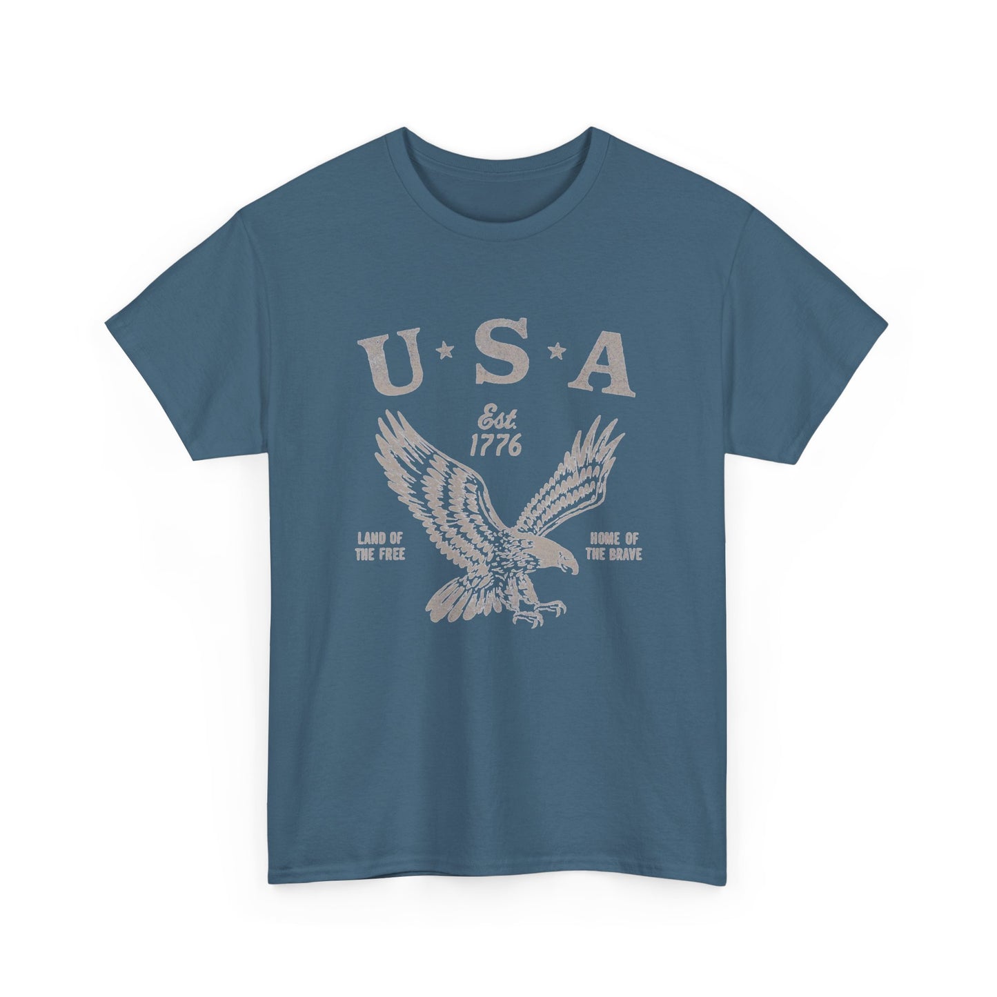 USA Bald Eagle 1776 Graphic T Shirt Men's Heavy Cotton Tee - Quality - Modern True to Size