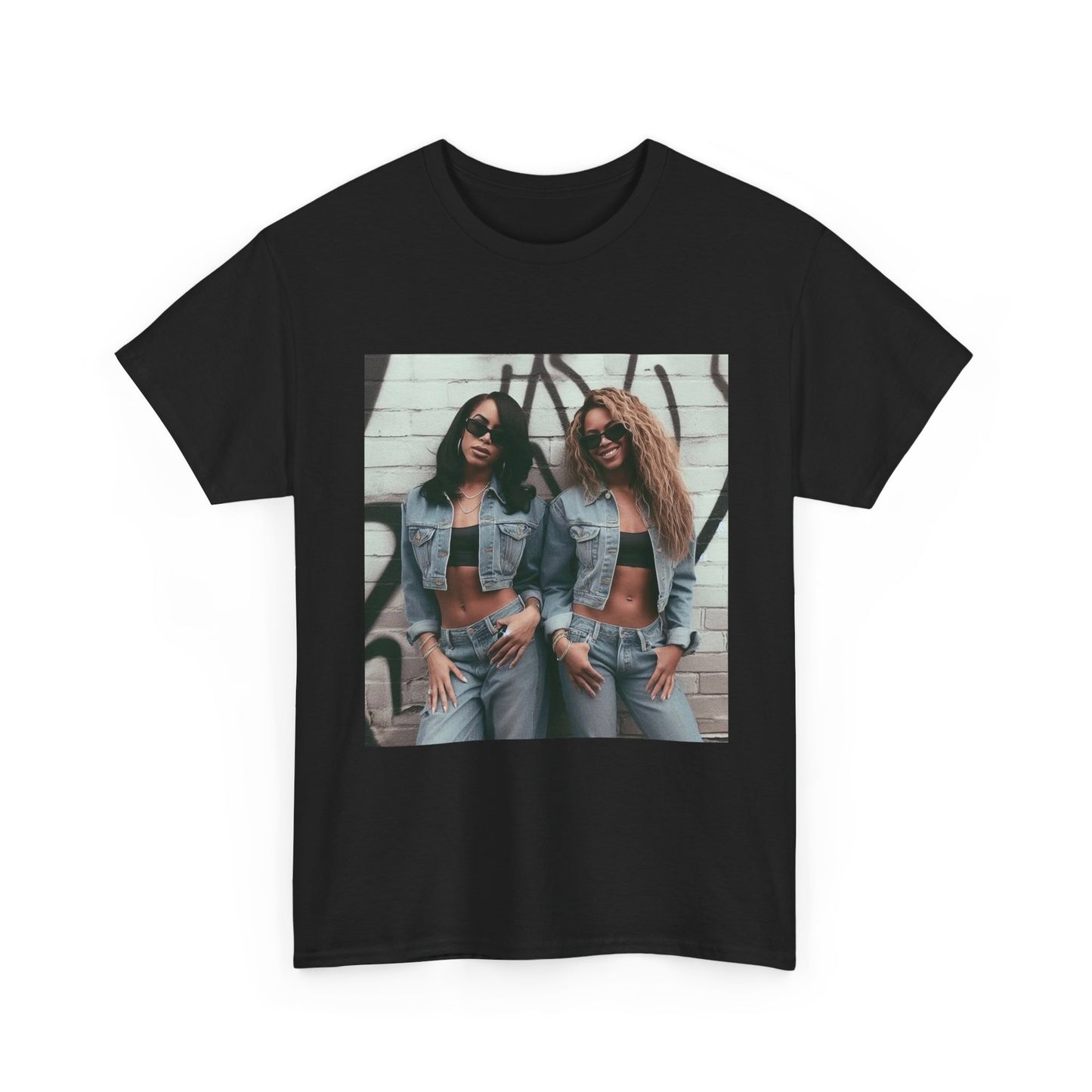 Aaliyah And Beyonce Tshirt Vintage Tour New York Queens Unisex Heavy Cotton Tee