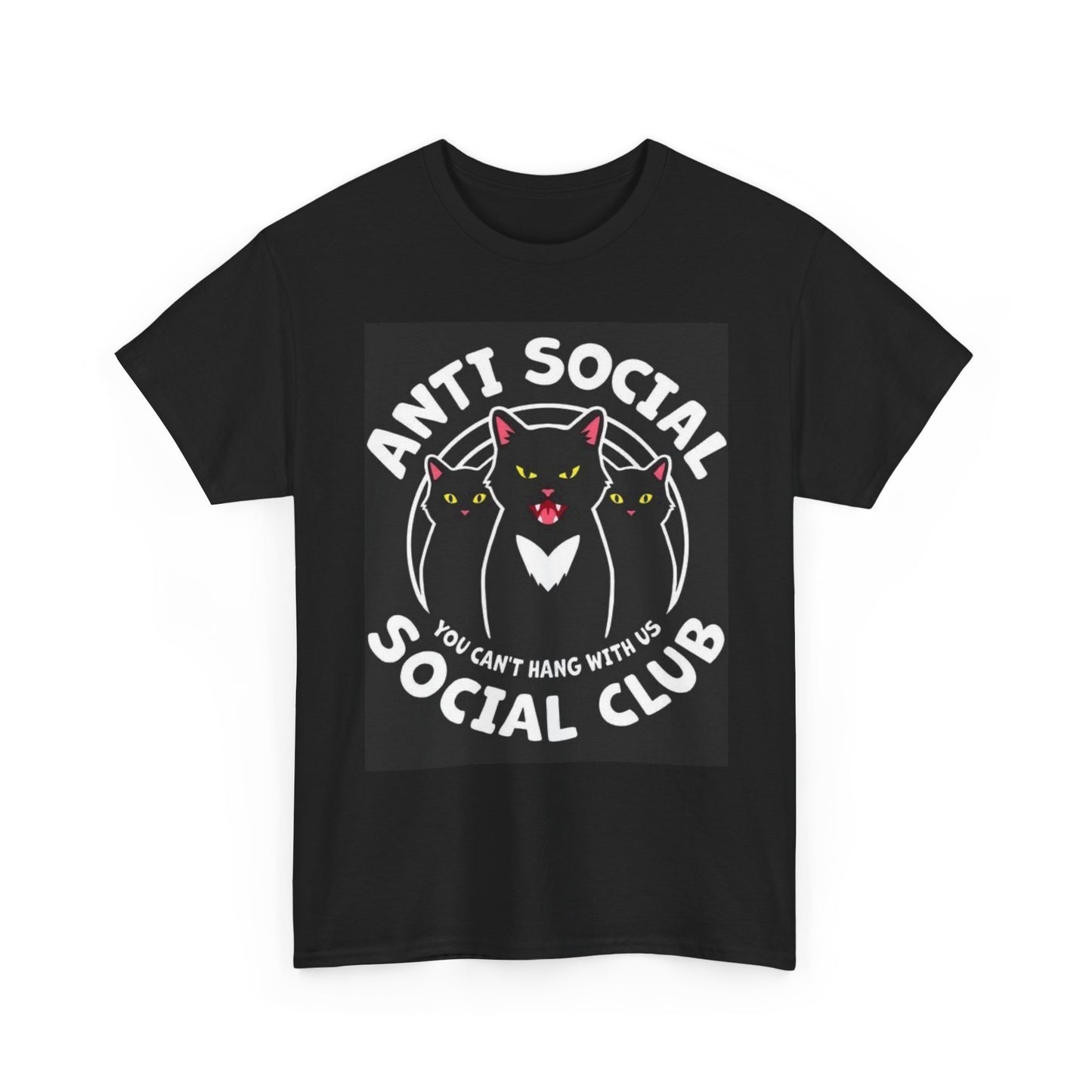 Anti Social Social Club T Shirt Cat Graphic Funny Unisex Heavy Cotton Tee