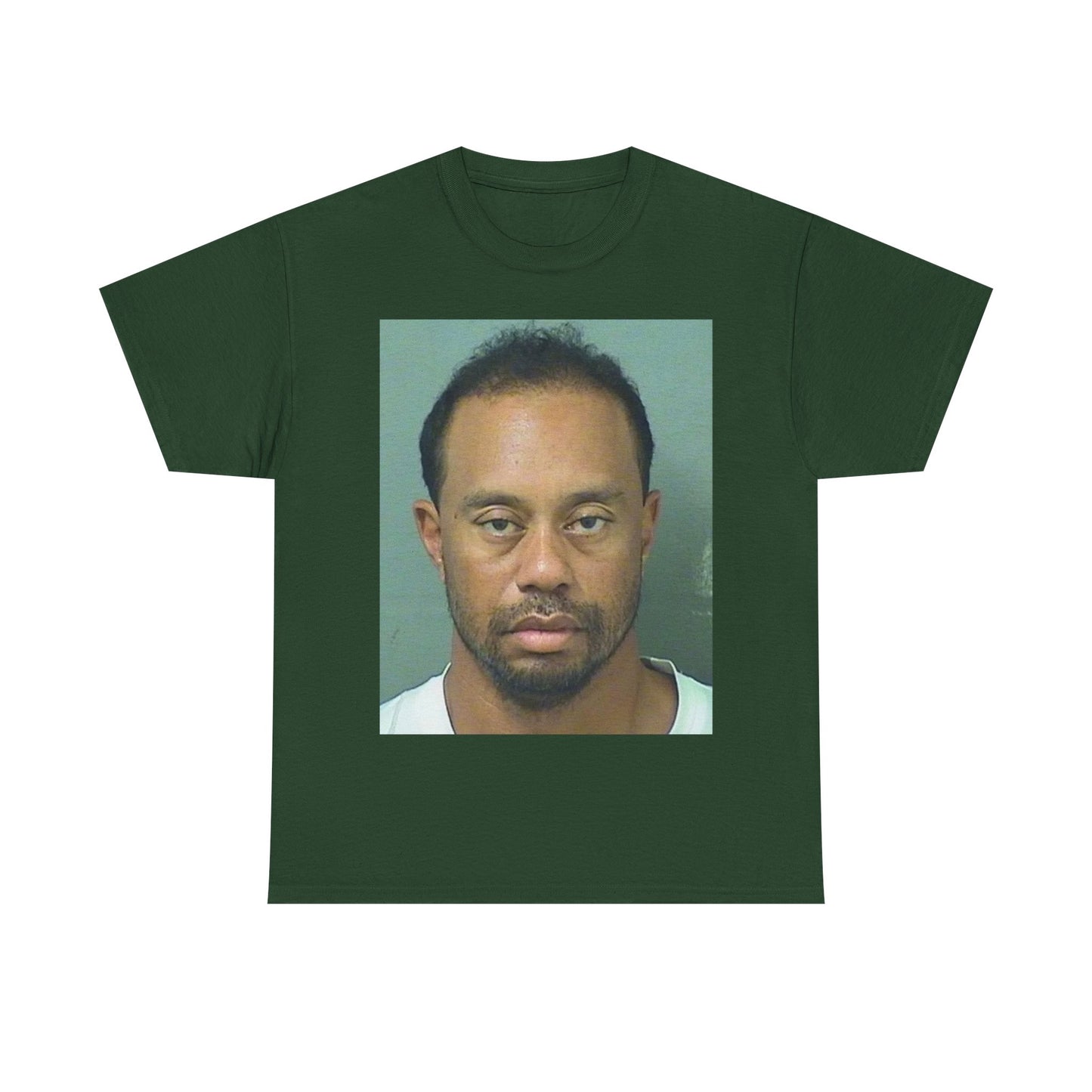 Tiger Woods Tshirt Funny Mugshot Golf Masters Golfing Unisex Heavy Cotton Tee