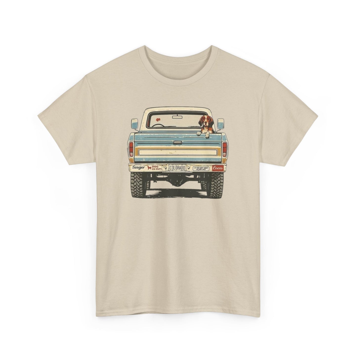 Mans Best Friend In Pickup Truck USA Graphic T Shirt NEW Unisex Heavy Cotton Tee