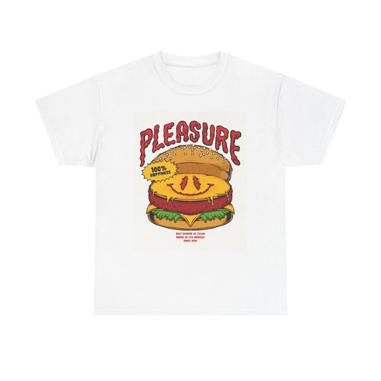 Pleasure Burger Graphic T Shirt Vintage 90s Retro Unisex Heavy Cotton Tee