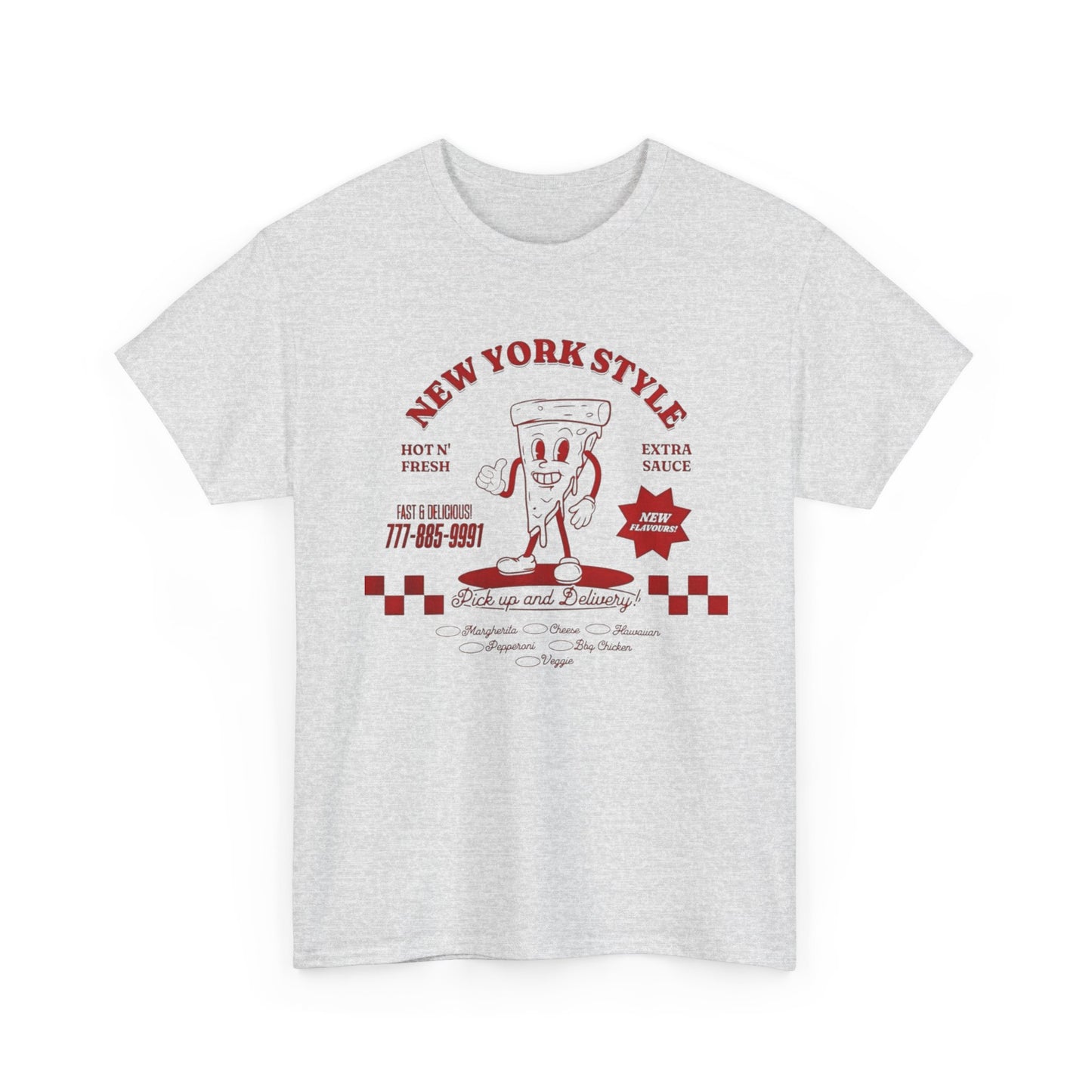 New York Style Pizza Retro Graphic T Shirt Unisex Heavy Cotton Tee