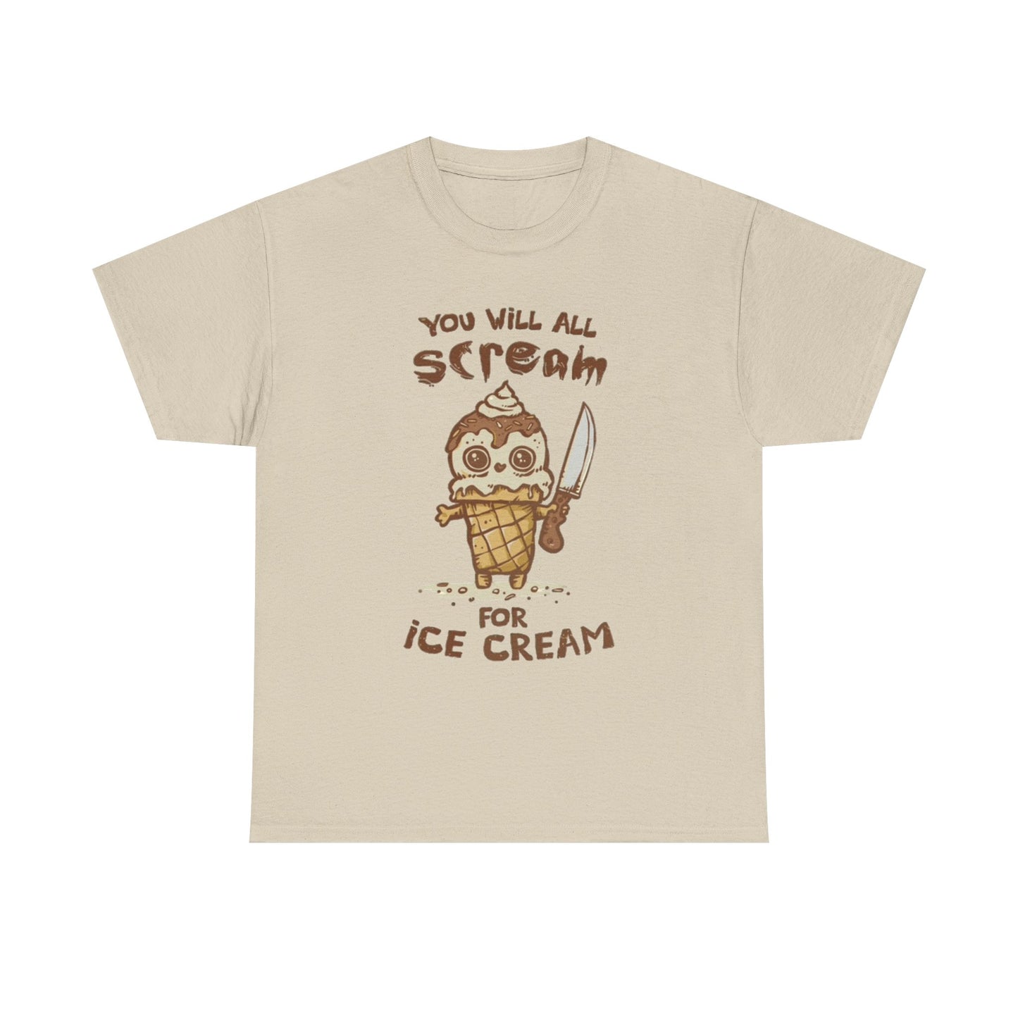 Scream For Ice Cream Funny Graphic T Shirt NEW Unisex Heavy Cotton Tee