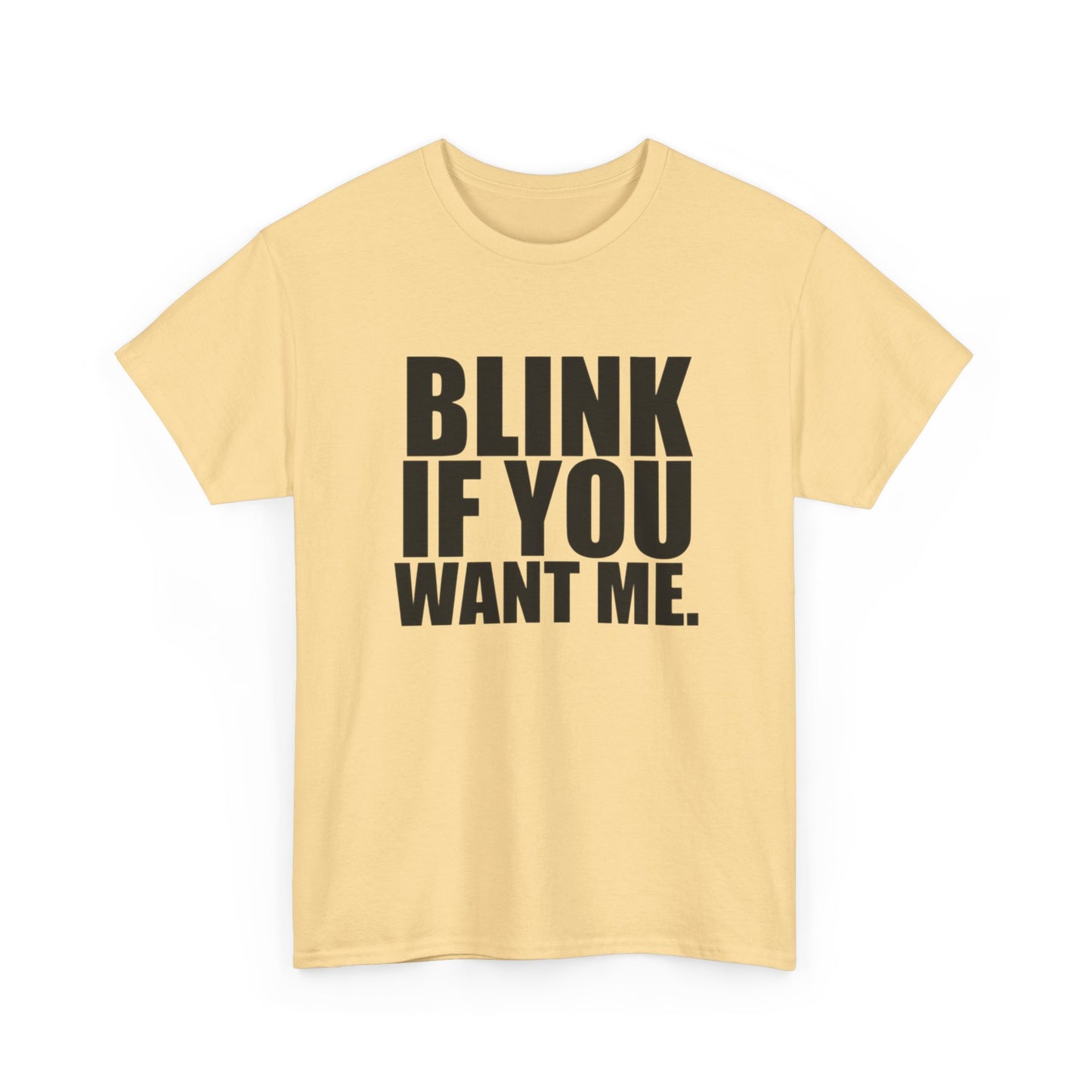 Blink If You Want Me Funny Jokes Graphic T Shirt NEW Adult Unisex Heavy Cotton